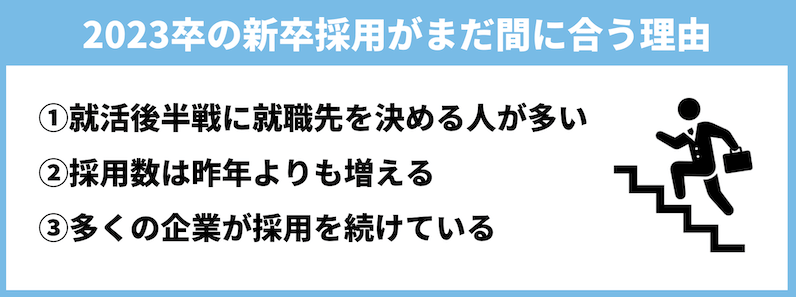 2023卒の新卒採用がまだ間に合う理由3つ